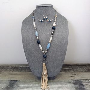 Chico's Beaded Tassel Necklace and Earring Set